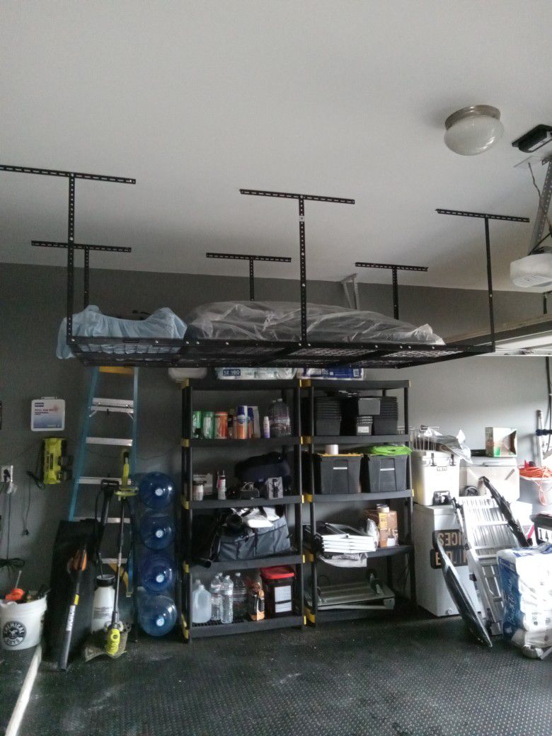 Over Head Garage Storage Unit Installation. 