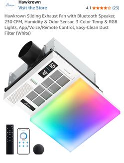 Hawkrown Sliding Exhaust Fan with Bluetooth Speaker RGB