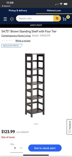 Brown standing shelf with four tier