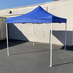 $90 (New in Box) Heavy-duty 10x10 ft outdoor ez pop up canopy party tent instant shades w/ carry bag (white/blue) 