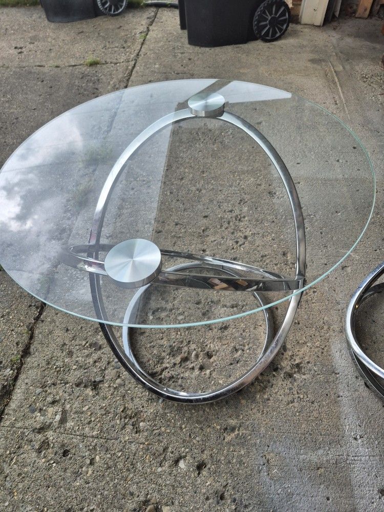 2 Modern Glass Top Tables