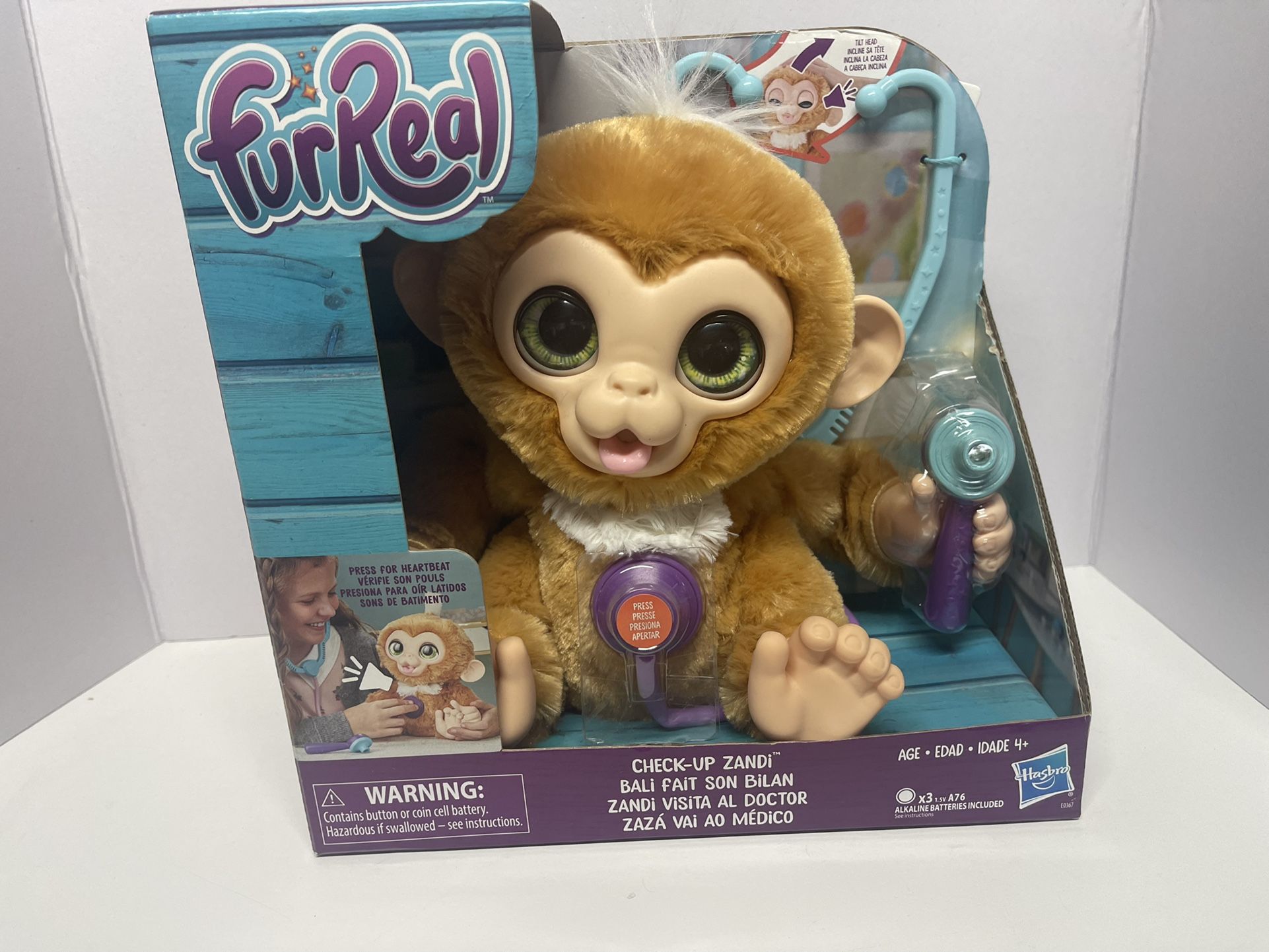 TOY Stuffed Monkey FUR REAL check up cuddly Monkey NEW IN BOX