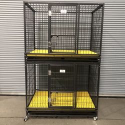 2 Brand New 43” Stackable Heavy Duty Dog Kennels With Dura Floors 