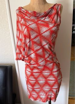 BCBG MAXAZRIA off shoulder geometric print dress XS