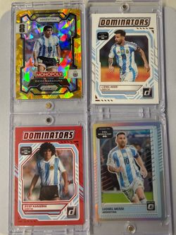 Lionel Messi Diego Maradona Argentina Card Lot 4pcs - Donruss Optic Prizm Monopoly