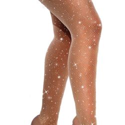 VEBZIN Rhinestone Fishnet Stockings