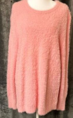 Pink Fuzzy Long Sleeve Sweater size L