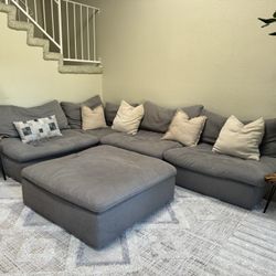Sectional Sofa Couch Ottoman 5 Pieces Gray Modular Cloud 