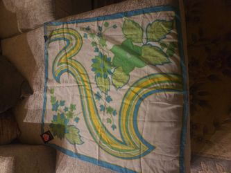 Scarf Green/Blue Floral Pattern Vintage
