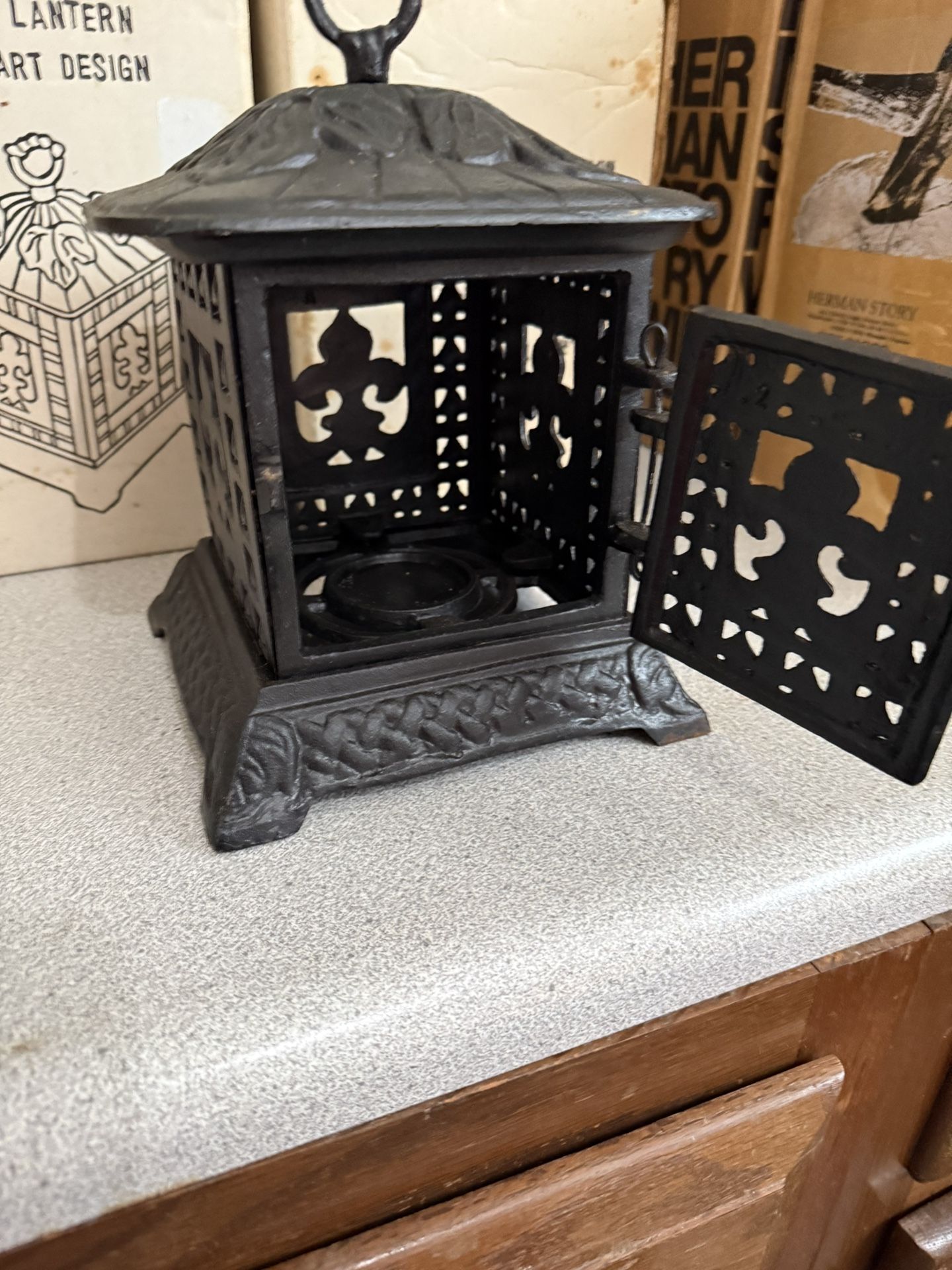 5 Cast Iron Hanging Lanterns Candle Holders