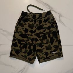 2026 BAPE 1st Camo Heavy Washed Relaxed Fit Sweat Shorts Green Size Small