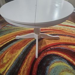 43 Inch  Round Convertible White Pedestal Dinette Table
