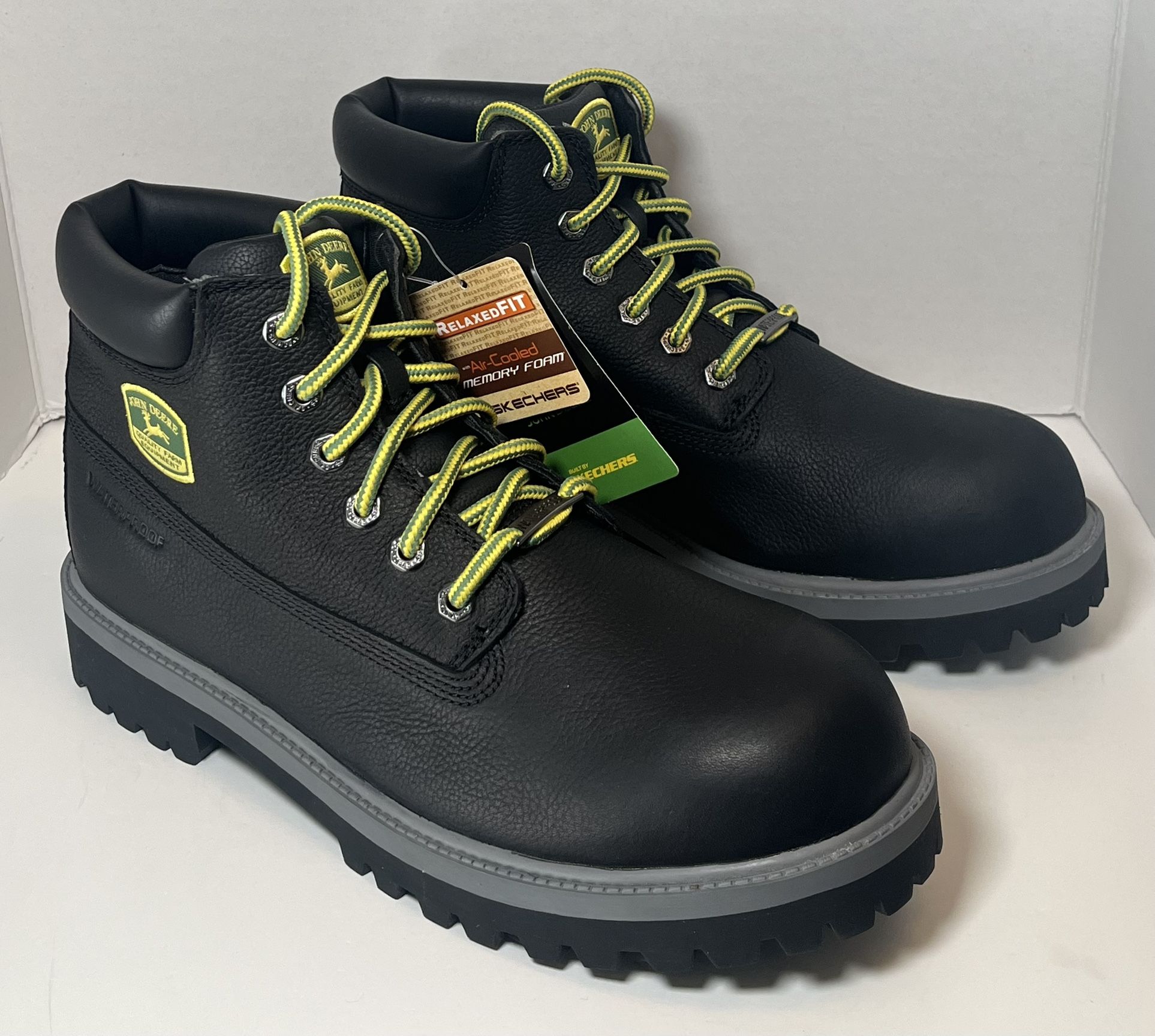 Skechers John Deere Sergeants Dozer Industrial Boots Waterproof Black Men Size 11.5 256000 New