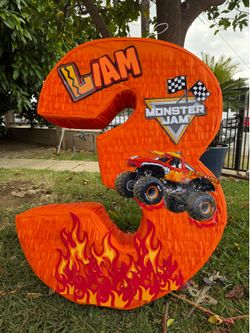 El toro loco monster jam number three third birthday pinata number tres