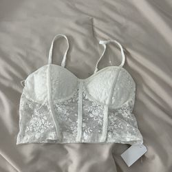 New White Lace Bustier Top