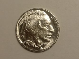 USA 1937-D 3-Legged Buffalo Indian Head Nickel Coin Modern Restrike Token.