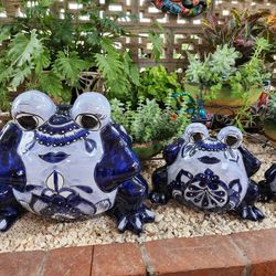 Talavera 🇲🇽 Frog Planters 🪴🐸🐸🐸Set-3pcs $ 110""