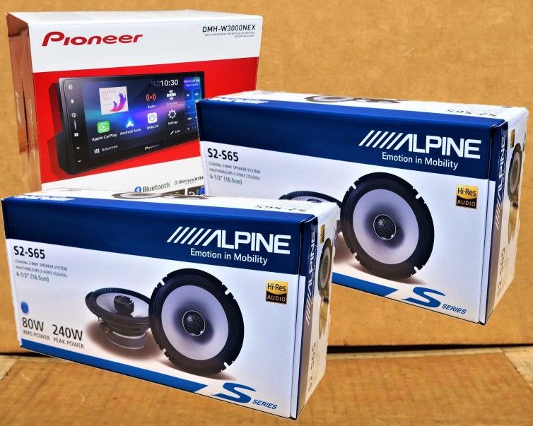 🚨 BLACK FRIDAY 🚨 Pioneer Double Din Touchscreen WiFi Wireless Apple Carplay Android Auto Stereo Alpine 6 1/2" Coaxial Speaker System 480 W Package
