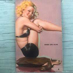 Rare Vintage/Antique Risqué Pin Up Girl 1940s Card/Postcard GC 3.5 x 5.5