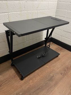 Heavy-Duty Metal Computer Tower Desk / Workstation w/ Wheels & Power Outlets