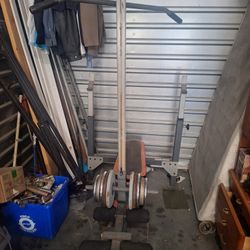 Heavy Duty Weight Bench With Lat Pully And Weights
