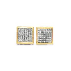 10k Yellow Gold Square Stud Earrings with Diamond Accents 0.60 ctw