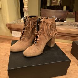 Saint Laurent Tan Fringe Boots