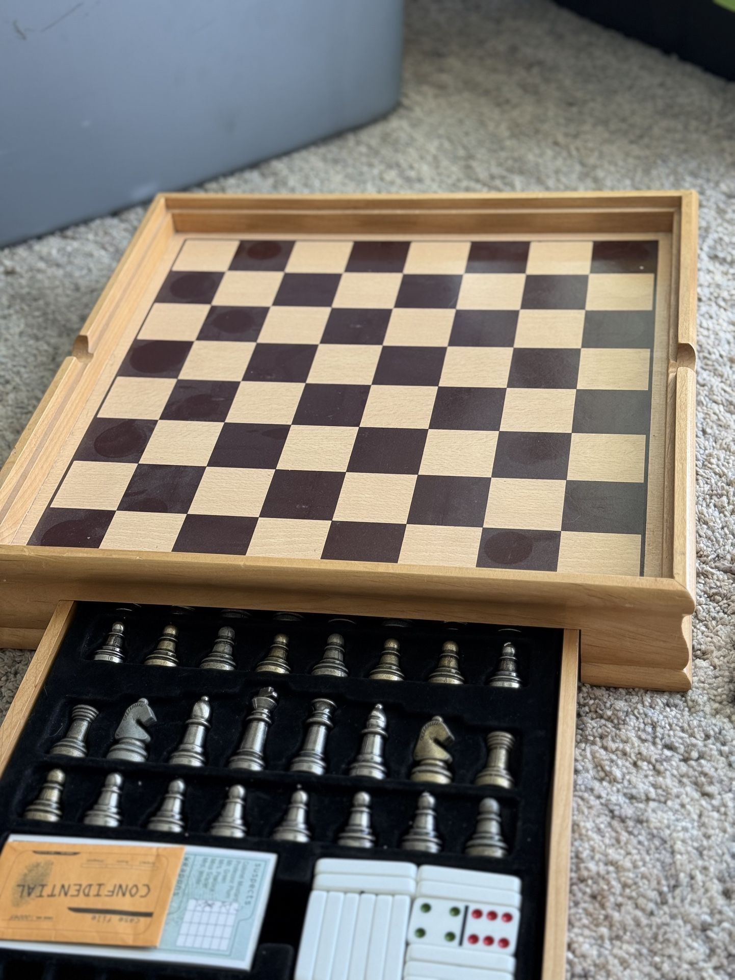 Vintage Deluxe Wooden Multi-Game Set – Monopoly, Clue, Chess & More