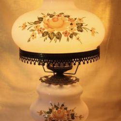 Vintage Hand Painted Hurricane Table Lamp