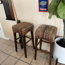 Potter Barn Wicker Bar Stools Set Of 2