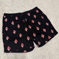 New 3xl black mushroom sequin swim shorts trunks festival rave beyond Alice mens