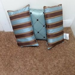 3 Toss Pillows Silk Material