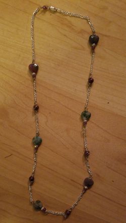 Really pretty heart stone .925 sterling silver necklace