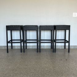 Rattan Basket Weave Bar Stools (set of 4)