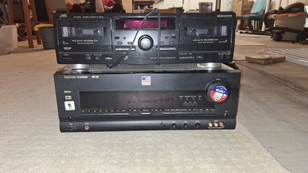 Harmon Stereo Receiver And Dual Cassette Tape Deck