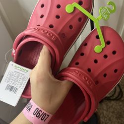 crocs , red & white 