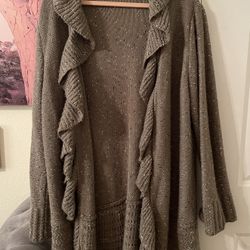 Sioni Studio Plus Size Womens Cozy Brown Ruffle Sweater size 2X pre-owned