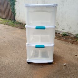 3 Plastic Drawers With Wheels 