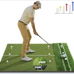 Premium Dual-Turf 5x4ft Golf Mat:Upgraded Golf Hitting Mat, Alignment & Angle of Approach Aid, Indoor/Outdoor Practice, Green,Ideal Golf Valentine's D