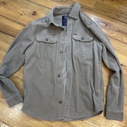 Men's beige corduroy button up shirt size small 