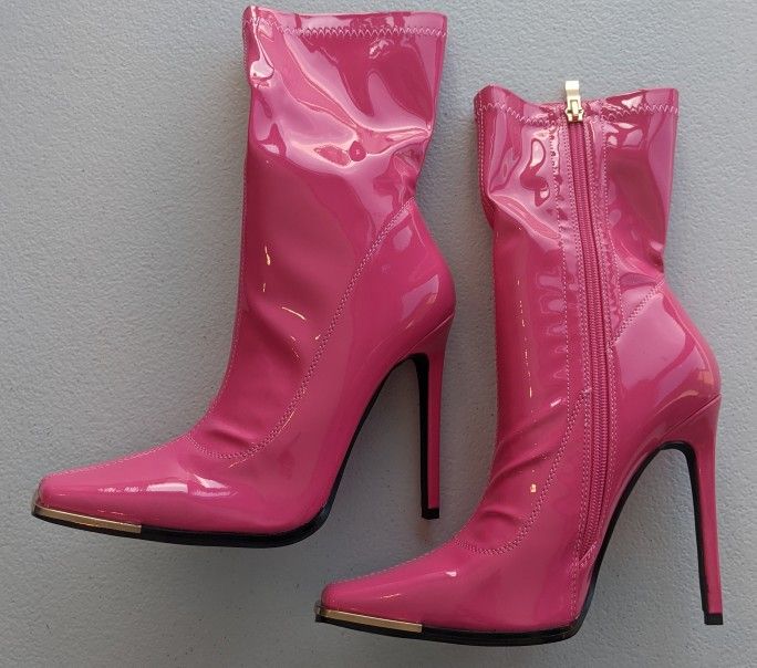 Women's High Heels Boots Color Rose Red Pink Size 6 New