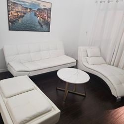 Furniture Living Room Set Sofa Bed Ottoman Love Seat Coffee Table   Leather  In Exelente Condition 