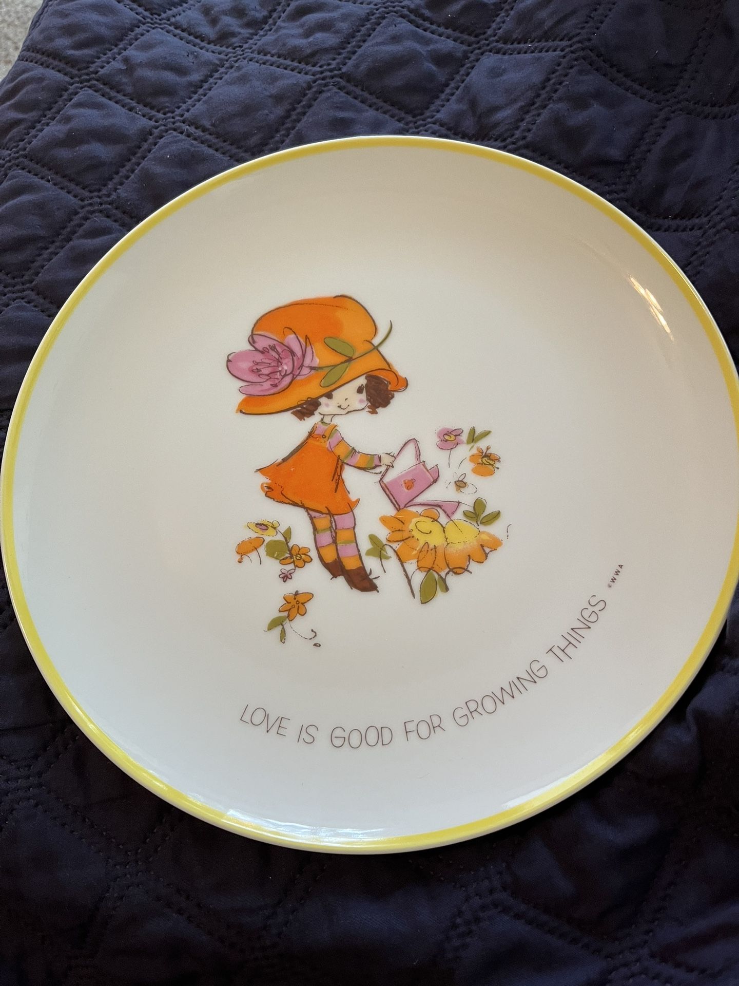 Vintage 1973 Mopsie plate “Love is Good For Growing Things” 10 1/2”