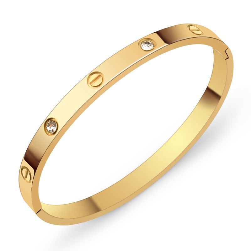 18K Gold Plated Titanium Steel Waterproof Non Tarnish Bangle - Love Bracelet