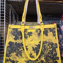 Bright Yellow Floral Statement Tote Bag