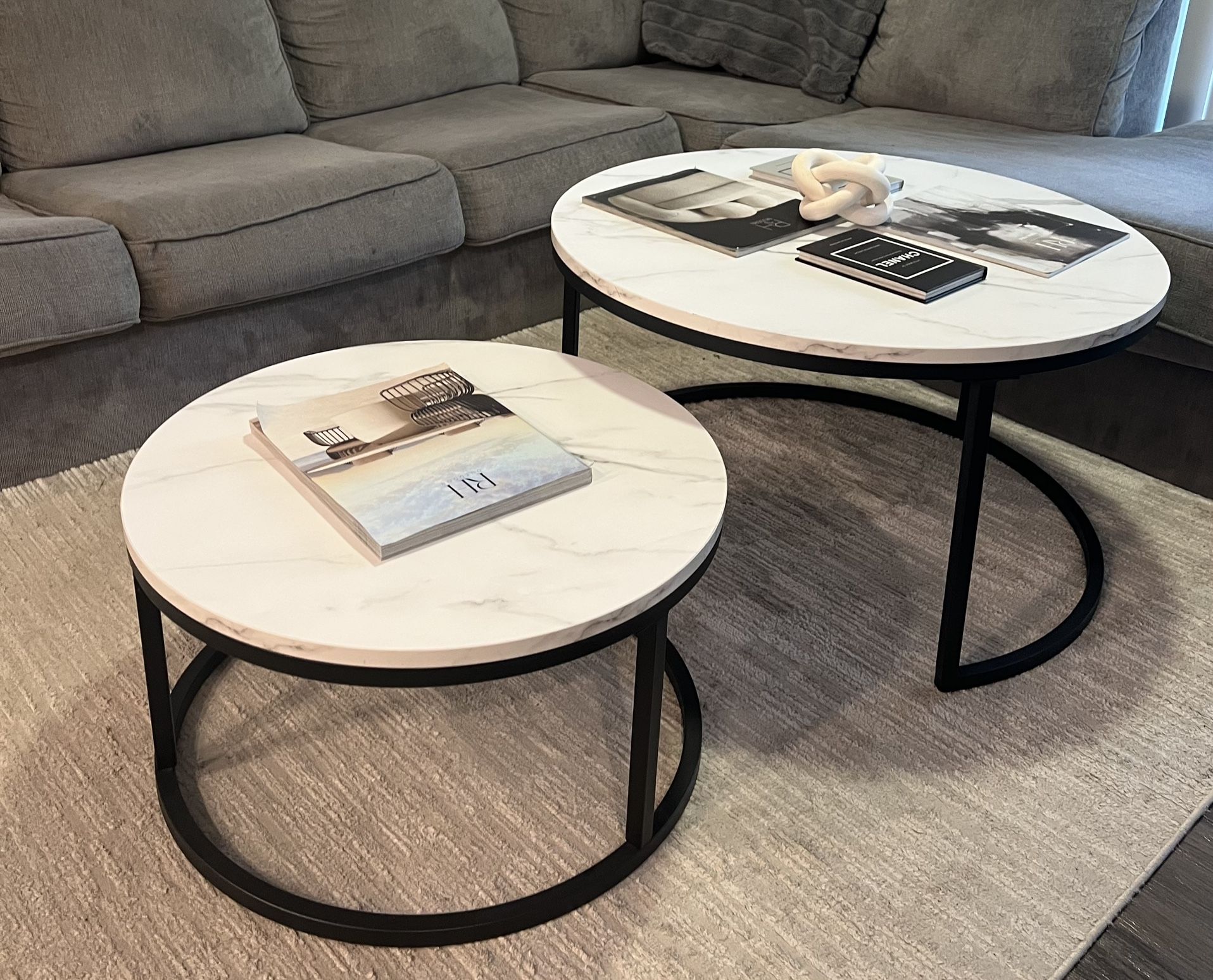 COFFEE TABLE NESTING TABLES WHITE