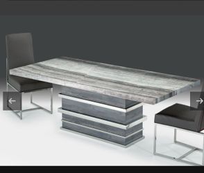 Stone International Saturn Dining Table  & Italia Leather