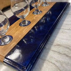 Epoxy And Barrel Stave Drink Flight Tray