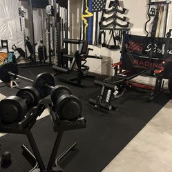 Squat Rack And Leg Extension/ Leg Curl Machine 