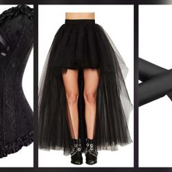 New Stylish Combo Pack. Includes black Corset, high low tulle and black gloves. 